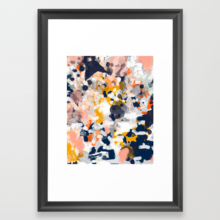 Stella Abstract Painting In Modern Fresh Colors Navy Orange