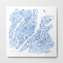Copenhagen Denmark watercolor city map Metal Print | Pattern, White, Danishcity, Citymap, Denmark, Citycenter, North, Copenhagen, Artmap, Bicyclecity 