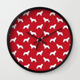 Cocker Spaniel red and white minimal modern pet art dog silhouette dog breeds pattern Wall Clock | Redandwhite, Pattern, Minimal, Dogbreeds, Dogpattern, Comic, Dogs, Dogsilhouette, Illustration, Cockerspaniel 
