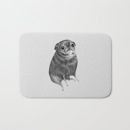 Sweet Black Pug Badematte | Sketch, Puppy, Curated, Children, Cute, Pugs, Monochrome, Kawaii, Puppies, Pug 