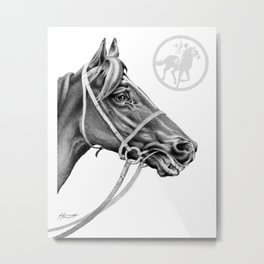 Veloso Racehorse NZ Metal Print | Sports, Headstudy, Racehorse, Digital, Illustration, Horseracing, Figurative, Racing, Thoroughbred, Black and White 