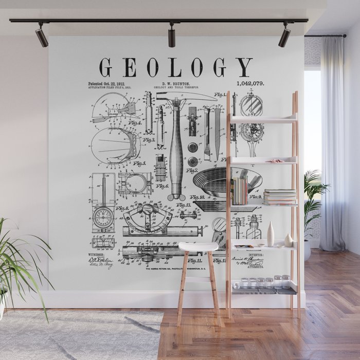 Geology Geologist Field Kit Tools Vintage Patent Print Wall Mural by