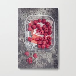 Raspberries in plastic container Metal Print | Package, Stilllife, Fruit, Photo, Raspberries, Topview, Food 