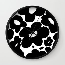 60s 70s Hippie Flowers Black Wall Clock | Trippy, Flowers, Midcentury, Sixties, Nostalgic, Groovy, Minimal, Digital, 60S, Monochrome 