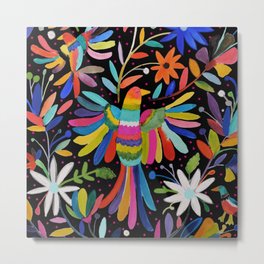 pajaros Otomi Metal Print | Bird, Ink, Ethnic, Mexican, Mexicali, Embroidery, Black, Curated, Otomi, Vivid 