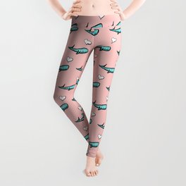 Smiling whale gossamer pink Leggings