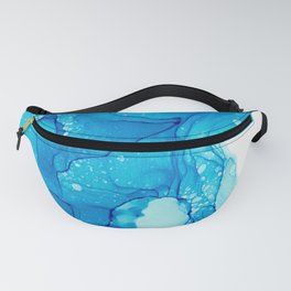 Blue Ocean Abstract 31221 Modern Alcohol Ink Painting by Herzart fluid art Fanny Pack