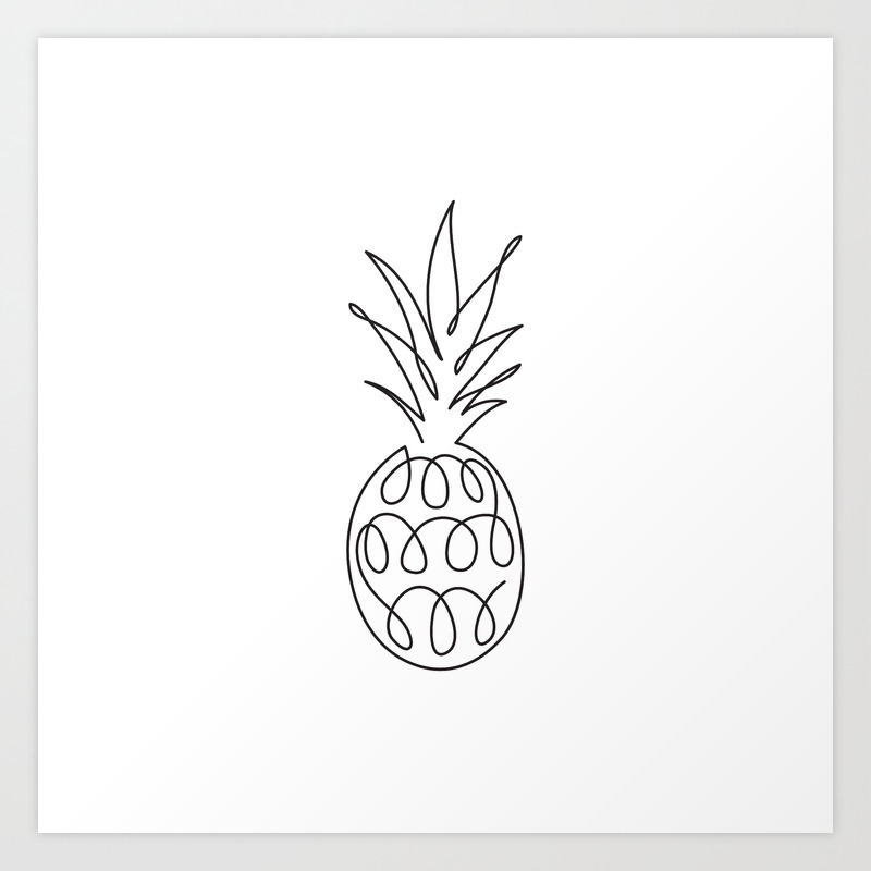 Abstract Pineapple Single Line Drawing Minimalistic Art Art