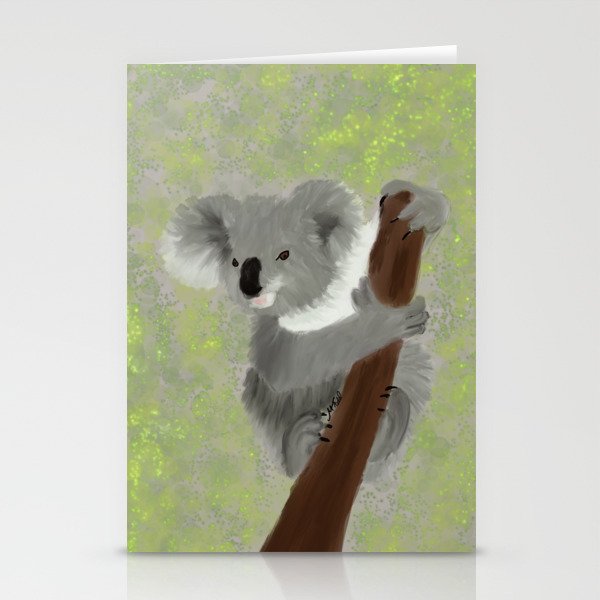 Koala Bear Hanging In There Stationery Cards | Drawing, Koala-bear, Koala, Koala-on-branch, Green