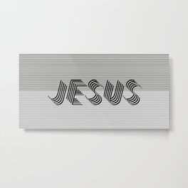 JESUS Metal Print | Pattern, Jesuschrist, Graphicdesign, Typography, Vector, Black And White, Bend, Jesus, Lines, Faith 