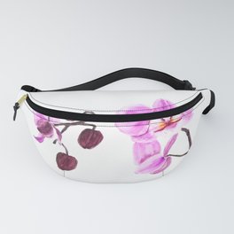 pink orchid flower watercolor painting Fanny Pack