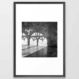Black and White Jeronimos Monastery Photo - Portugal Travel Photography Framed Art Print