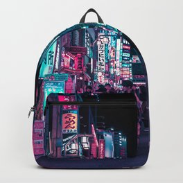 Heart Full Of Neon: Cyberpunk Overload Canvas Print Backpack | Photo, Sciencefiction, Pink, Vapourwave, Shinjuku, Shibuya, Anime, Cyberpunk, Street, Japantravels 