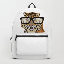 Portrait of Tiger Wearing Glasses Digital Painting Backpack | Big Cats, Animal, Face, Digital, Tiger, Funny, Tiger Portrait, Chinese Zodiac, Glasses, Kids 