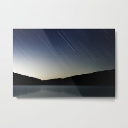 Star trails over Stony Mountain Metal Print | Startrails, Shootingstars, Nature, Mountain, Nighttime, Digital, Lake, Astrophotography, Photo, Stars 
