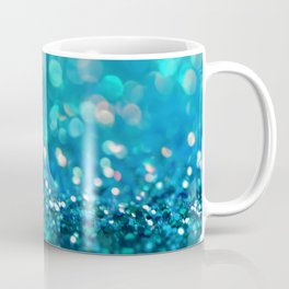Teal turquoise blue shiny glitter print effect - Sparkle Luxury Backdrop Coffee Mug | Metal, Shine, Graphicdesign, Elegant, Teal, Bokeh, Turquoise, Girly, Drawing, Photo 