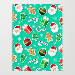 Christmas Pattern Cute Decorative Elements Poster