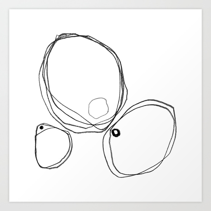 Three Shapes Minimalist Abstract Line Drawing Art Print By