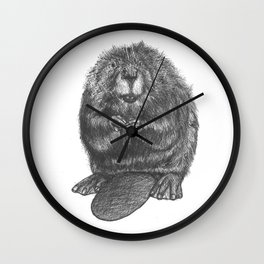 Beaver Wall Clock | Beaver, Black and White, Artsy, Realism, Monochrome, Art, Aquatic, Animal, Drawing, Wildlife 