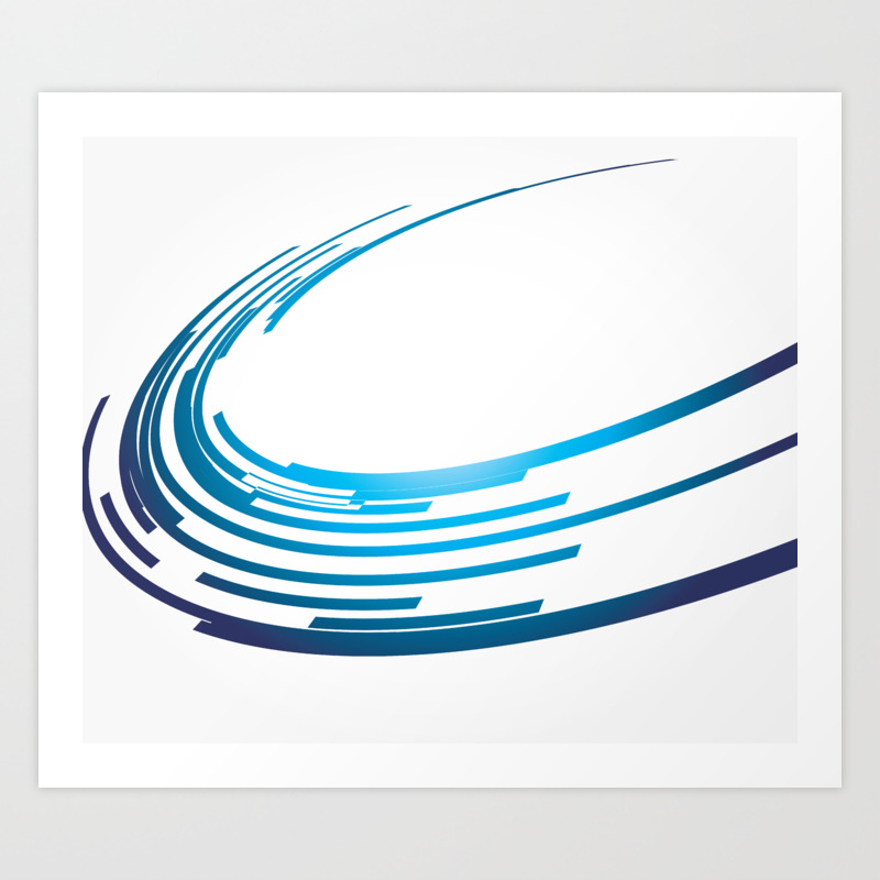 Blue Curved Lines Abstract Art Art Print By Brucealmighty Society6