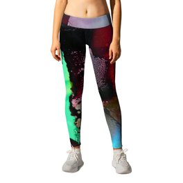 Unrequited passion Leggings | Purple, Painting, Black, Fading, Orange, Pink, Alcoholink, Red, Abstract, Green 