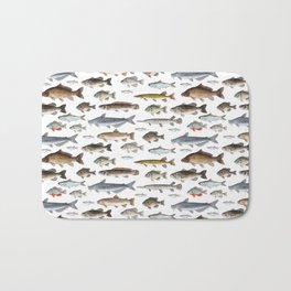 A Few Freshwater Fish Badematte | Drawing, Fish, Illustration, Watercolor, Lake, River, Sunfish, Catfish, Bassfish, Curated 