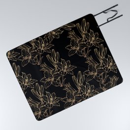 floral pattern with black background Picnic Blanket