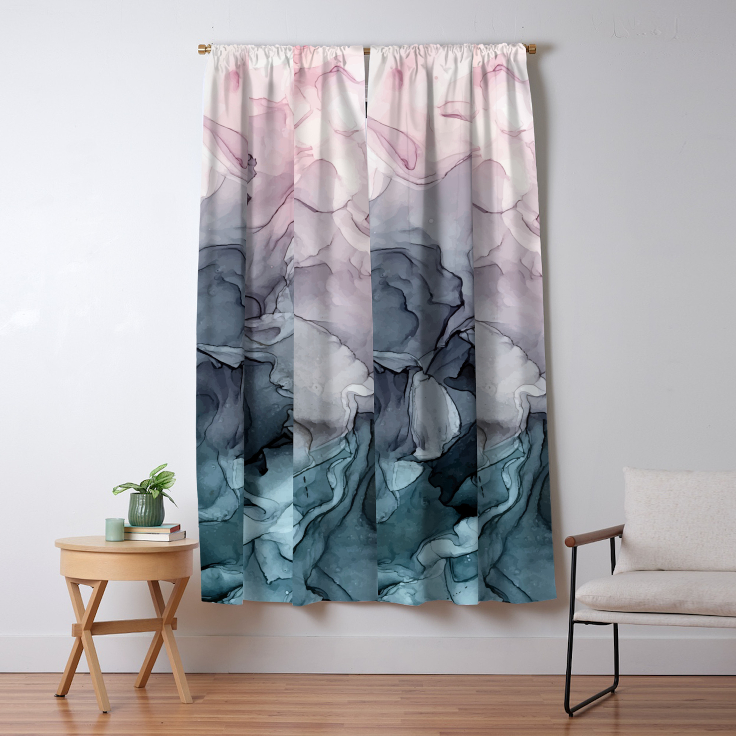 Blush And Payne S Grey Flowing Abstract Painting Blackout Curtain