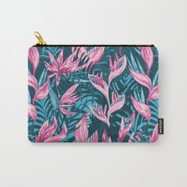 Tropical Jungle Carry-All Pouch | Palm, Summer, Painting, Pink, Blue, Tropical, Urple, Flower, Curated, Abstract 