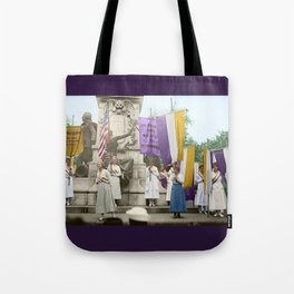 Lafayette, We Are Here! Suffragists protest across from the White House in 1918 Tote Bag