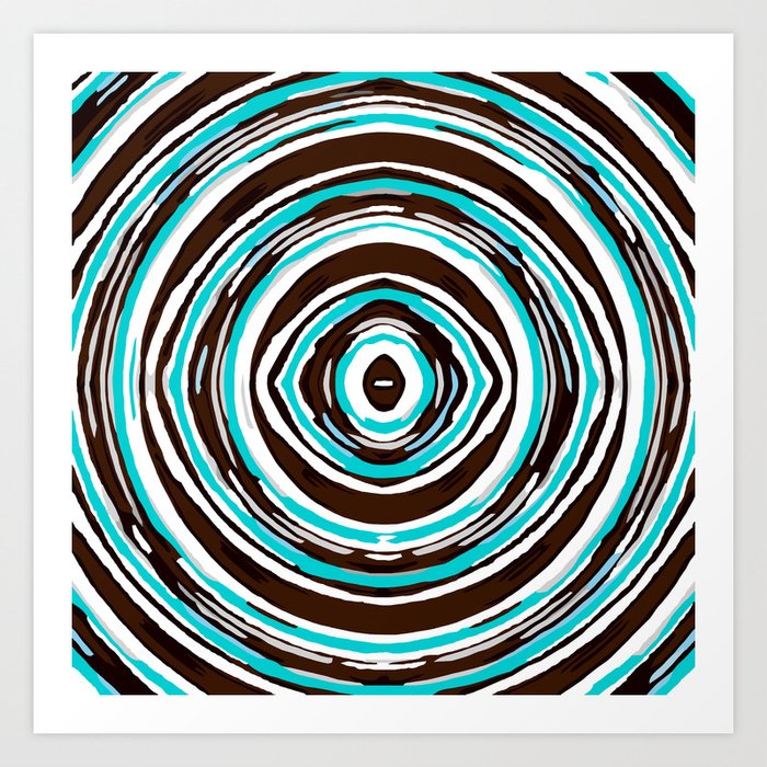 Psychedelic Geometric Graffiti Circle Pattern Abstract In Blue