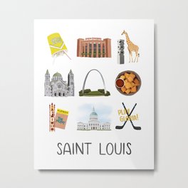 Saint Louis Metal Print | City, Zoo, Midwest, Stlouis, Travel, Acrylic, Missouri, Colored Pencil, Drawing, Collage 