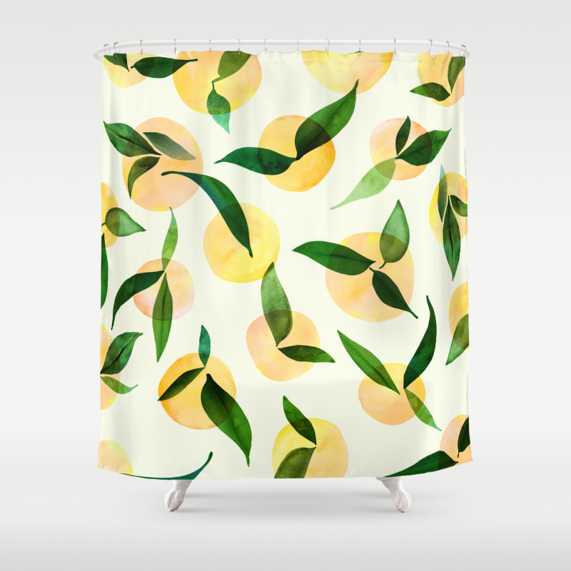 yellow and green shower curtain