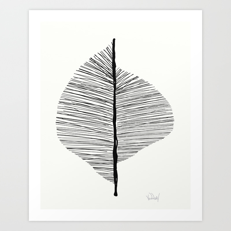 Abstract Leaf Art Print Nature Art Print Black And Whit Art