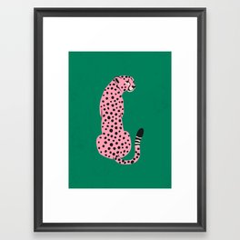 The Stare: Pink Cheetah Edition Framed Art Print | Modern, Green, Forest, Cats, Fierce, Retro, Graphicdesign, Tiger, Tropical, Pop 