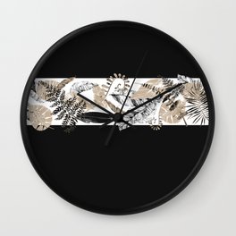 Black and Tan Foliage Wall Clock | Graphicdesign, Chic, Classicblack, Darktropical, Tropicalchic 