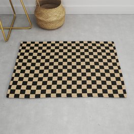 Black and Tan Brown Checkerboard Rug