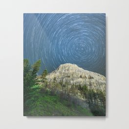 Star Trail Sky Metal Print | Starrynight, Color, Digital Manipulation, Long Exposure, Nightsky, Stars, Nightphotography, Night, Mountain, Photo 