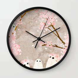 Cherry Blossom Party Wall Clock | Spring, Digital, Painting, Delicate, Creepy, Pink, Cherry, Ghost, Haunting, Petals 