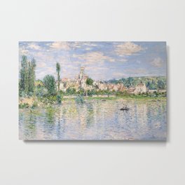 Vetheuil in Summer 1880 by Claude Monet Metal Print | Oil, Claude, Summer, River, Nature, Monet, Blue, Vintage, Seine, Reflection 