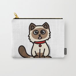 Cute Cat Peek a Boo Says, Stay At Home - Hey you, Stay Home - Siamese Birman Cat - mydoodlesateme Carry-All Pouch