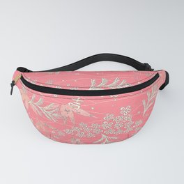 Vintage Japanese Papers: Graceful Floral Pattern on Salmon Fanny Pack