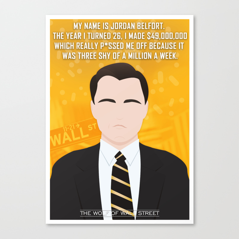 Jordan Belfort The Wolf Of Wall Street Minimalist Movie Vector Canvas Print By Chriseccles Society6