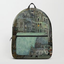 London's St Pauls and Ludgate Hill - Oil Painting, London, England Townscape by Godwin Bennett Backpack | Bigben, Westminster, Marbledome, British, Thames, Downtown, English, Painting, England, Ludgate 