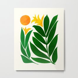 Mid Century Emerald Garden Botanical Metal Print | Modern, Mod, Painting, Plants, Botanical, Whimsical, Design, Abstract, Landscape, Scene 
