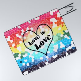 Love is Love Mosaic Pride Flag Design Picnic Blanket