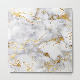 Gray And Gold Girly Marble  Metal Print | Pattern, Boheme, Crystal, Marbled, Painting, Stone, Goldfoil, Abstract, Hygge, Gemstone 