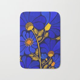 Wildflower Garden Badematte | Daises, Wildflowers, Flowers, Gold, Happy, Cobalt, Design, Painting, Floral, Bright 