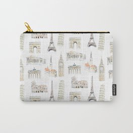 Europe landmarks illustration  Carry-All Pouch | Towerofpisasketch, Watercolor, Romearts, Londonarts, Ink, Painting, Athensarts, Bigbensketch, Europearts, Historicalmonument 