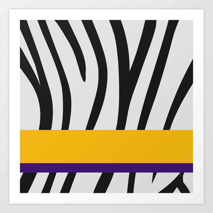 Black White Zebra Stripe Pattern W Gold Royal Purple Divider
